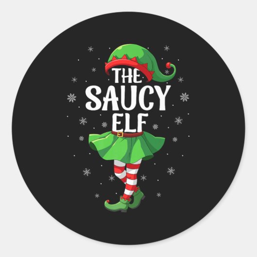 Saucy Elf Christmas Girls Women Elf Squad Xmas Fam Runder Aufkleber (Vorderseite)