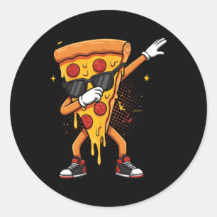 Saucy Pizzeria Dabbing Pie Sungles Tropfen Pizza Runder Aufkleber