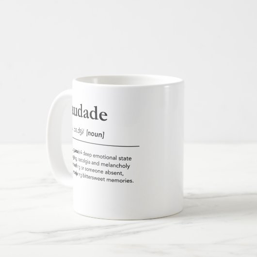Saudade-Definition Portugiesisch Nostalgie Kaffeetasse (Vorderseite Links)