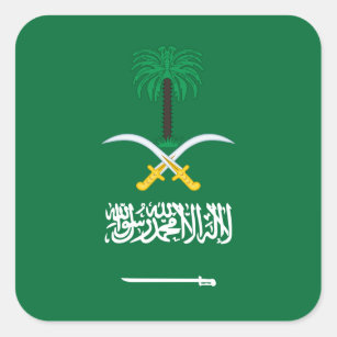 Saudi-Arabianische Flagge und Emblem, Flagge Saudi Quadratischer Aufkleber