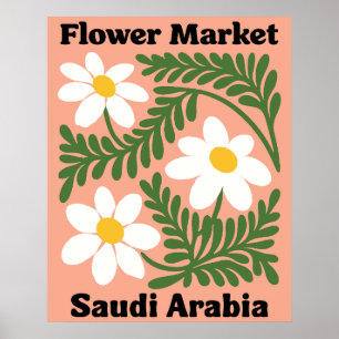 Saudi-Arabien-Blumenmarkt Weiße Wiesenwall Poster