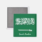 Saudi-Arabien Fahne & Asien Urlaub/Sportfans Magnet (Vorderseite/Rückseite)