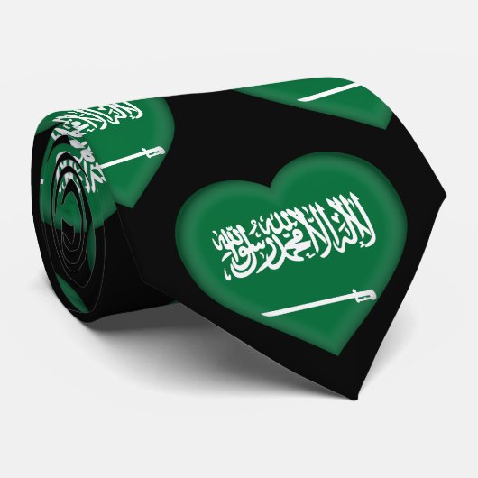 Saudi-Arabien Flag Farben Herz Muster Neck Tie Krawatte (Gerollt)