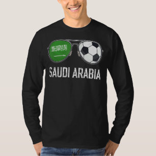 Saudi-Arabien Flag & Football Sunglass Saudi Fan T-Shirt