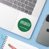 Saudi-Arabien Flag-Round-Sticker Aufkleber (Laptop mit iPhone)