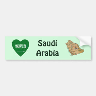 Saudi-Arabien-Flagge Herz + Karte Aufkleber Autoaufkleber