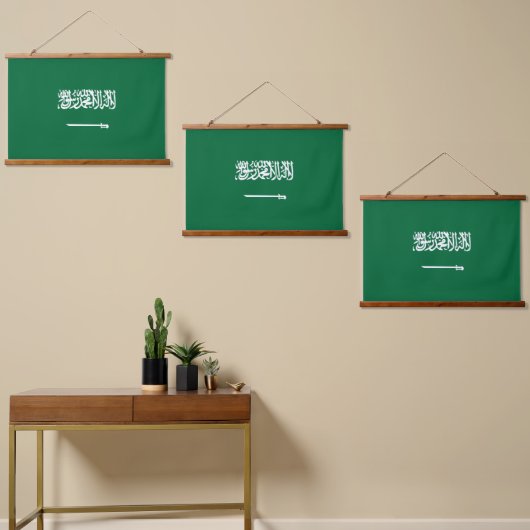 Saudi-Arabien-Flagge Wandteppich Mit Holzrahmen (Asymmetrisch)