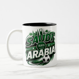 Saudi-Arabien Fußball-Fan-Tasse | Grüner Fußball-A Zweifarbige Tasse