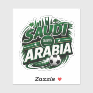Saudi-Arabien Fußballfan Grüne Fußballunterstütz Aufkleber