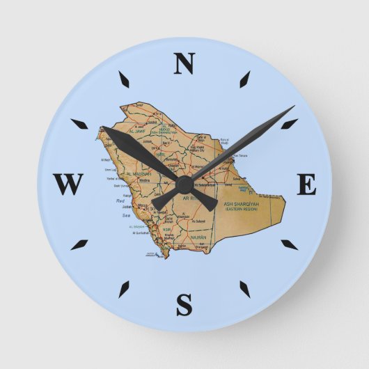 Saudi-Arabien - Kartensperre Runde Wanduhr (Vorderseite)