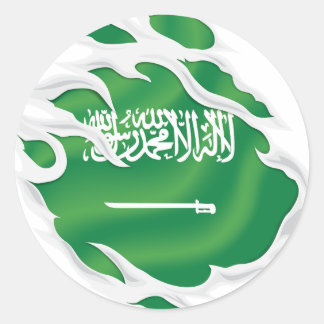 Saudi-Arabien Ripped Flag Classic Round Sticker