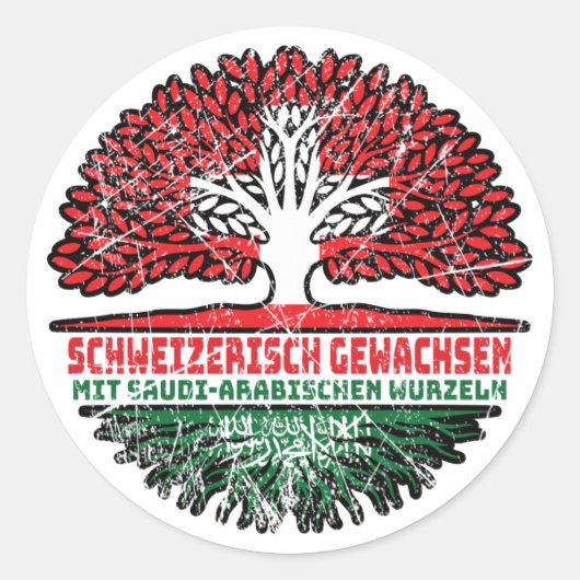 Saudi-Arabien Saudi-arabisch Schweizer Schweiz Runder Aufkleber (Vorderseite)