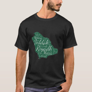 Saudi-Arabien Typografische Karte, Großstädte, Fla T-Shirt