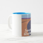 Saudi-Arabien Vintage Reiseplakat Zweifarbige Tasse (Vorderseite Links)