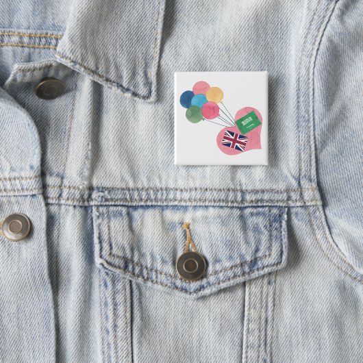 Saudi-britischer quadratischer pinback Knopf Button (Beispiel)