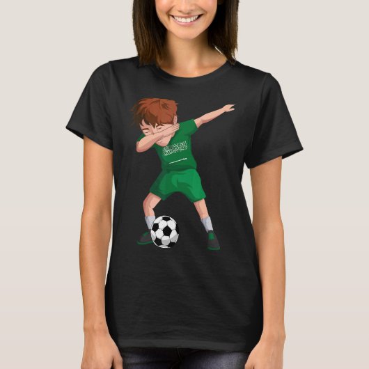 Saudi Dabbing Soccer Boy Saudi Arabien Flaggenfußb T-Shirt (Vorderseite)