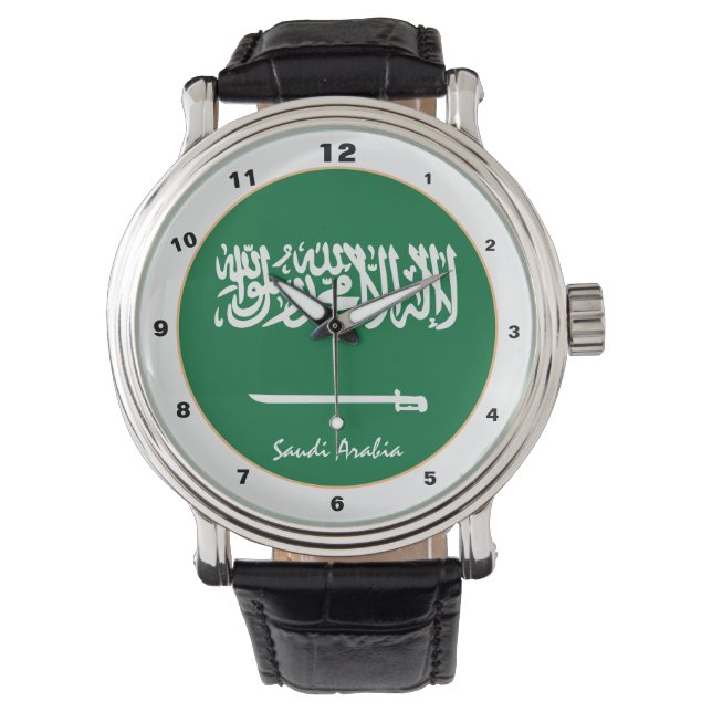 Saudi Flag & Saudi Arabien trendige Mode /Design Armbanduhr (Vorderseite)