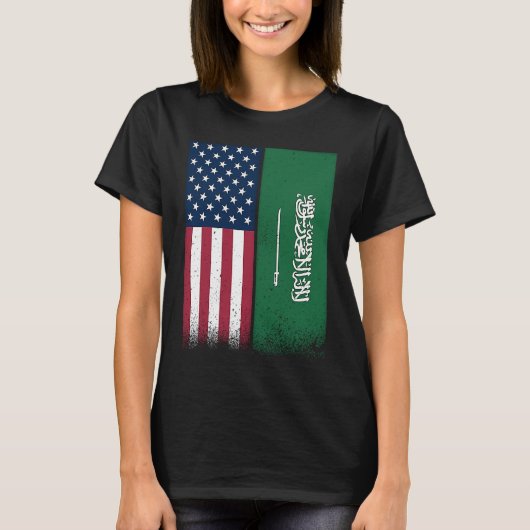 Saudi Flag USA And Saudi Arabia Flags Proud T-Shirt (Vorderseite)