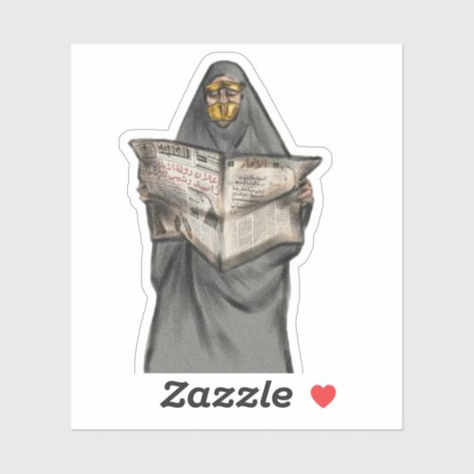 Saudi-Frau, die den Nachrichtenaufkleber liest Aufkleber (Blatt)