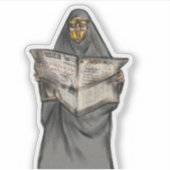 Saudi-Frau, die den Nachrichtenaufkleber liest Aufkleber (Vorderseite)