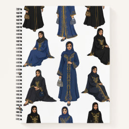 Saudi-Frauen in farbenfrohen Abayas-Muster Notizblock
