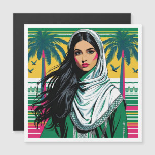 "Saudi-Pop Queen - Bold Heritage Art for National Magnetkarte