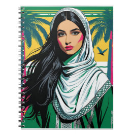 "Saudi-Pop Queen - Bold Heritage Art for National Notizblock