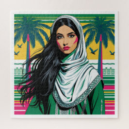 "Saudi-Pop Queen - Bold Heritage Art for National Puzzle