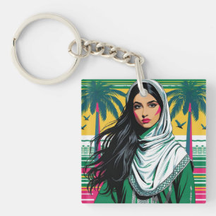 "Saudi-Pop Queen - Bold Heritage Art for National Schlüsselanhänger