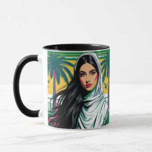 "Saudi-Pop Queen - Bold Heritage Art for National Tasse