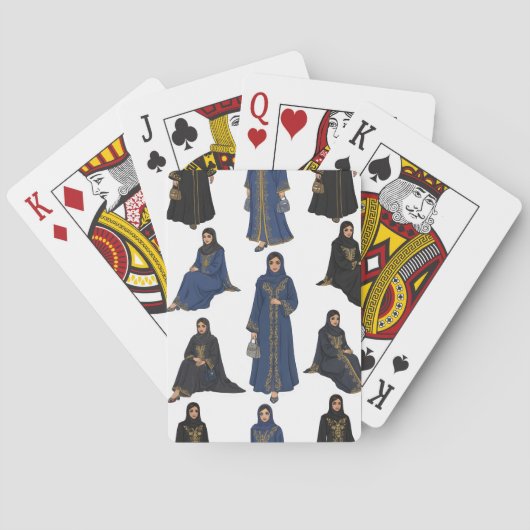 Saudi Women in Colorful Abayas Pattern Spielkarten (Rückseite)
