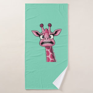 Sauer Gesicht Rosa Giraffe Badehandtuch