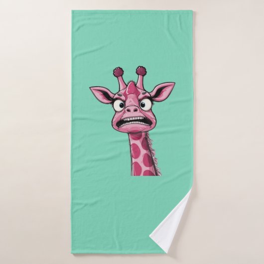 Sauer Gesicht Rosa Giraffe Badehandtuch (Badehandtuch)