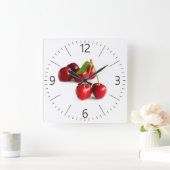 Sauerkirsche Quadratische Wanduhr (Zuhause)