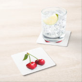 Sauerkirsche Rechteckiger Pappuntersetzer (Vor Ort)