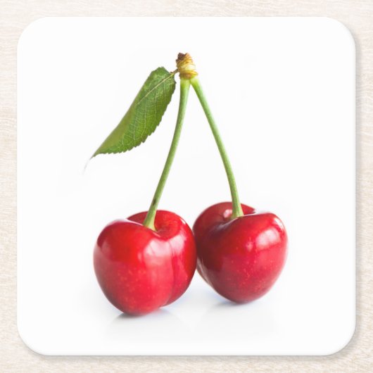 Sauerkirsche Rechteckiger Pappuntersetzer (Vorderseite)