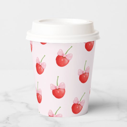 Sauerkirschmuster Pappbecher (Vorderseite)