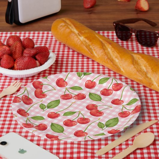 Sauerkirschmuster Pappteller (Picknick)