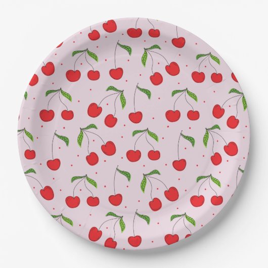 Sauerkirschmuster Pappteller (Vorderseite)