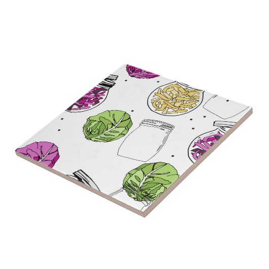 Sauerkraut Cabbage Fermenting Illustration Fliese (Seite)