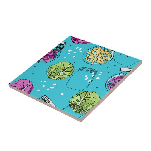 Sauerkraut Cabbage Fermenting Illustration Fliese (Seite)