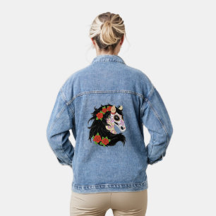 Sauerkulpferd mit Rote Rosen Jeansjacke
