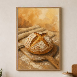 Sauerteigboule auf einer Schießer Wasserfarbenpost Poster