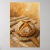 Sauerteigboule auf einer Schießer Wasserfarbenpost Poster (Vorne)