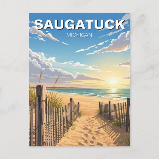 Saugatuck Beach Michigan Travel Postkarte (Vorderseite)