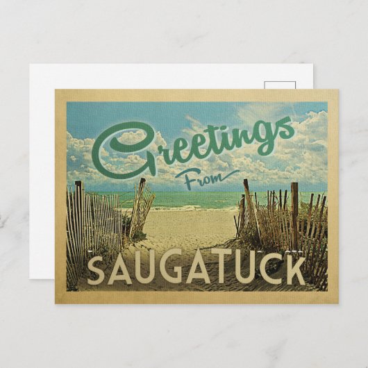 Saugatuck Beach Vintage Postkarte (Vorne/Hinten)