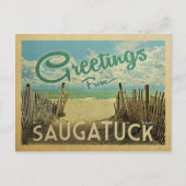 Saugatuck Beach Vintage Postkarte (Vorderseite)