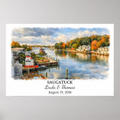 Saugatuck Michigan Poster, Aquarell, Maßgeschneide Poster (Vorne)