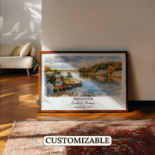 Saugatuck Michigan Poster, Aquarell, Maßgeschneide Poster