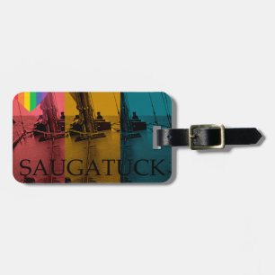 Saugatuck Michigan Sailing Rainbow Vintag Gepäckanhänger